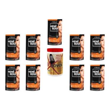 Imagem de Hene Em Gel Rena Preto Natural 09x180gr Pouch+Brilho Magico Agua Arroz
