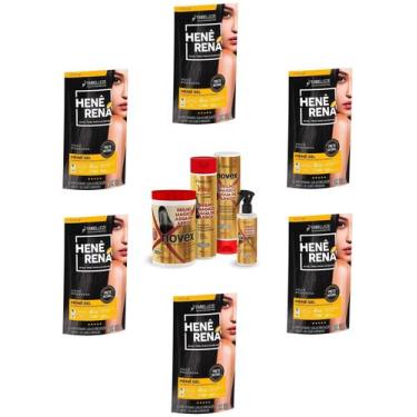 Imagem de Hene Em Gel Rena Preto Azulado 06x180gr Pouch+Brilho Magico Agua de Ar