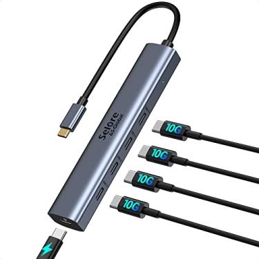 Imagem de Hub USB C de 10 Gbps, divisor USB C de 5 portas com entrega de energia de 100 W, hub USB C para USB C, adaptador multiportas para laptop, hub USBC para MacBook Pro/Air M2 M1, iPad, Dell, HP, Samsung, etc. (não suporta monitor)