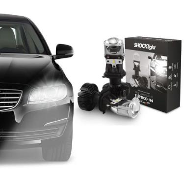 Imagem de Kit Led H4 mini Projetor canhão Elíptico 6500k 36W Shock Light - Shock