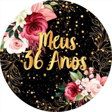 Imagem de Painel De Festa Redondo 1,50x1,50 - Meus 36 Anos Floral 073 - Via Core
