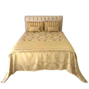 Imagem de Cobre Leito Dourado Medalhão - Casal Convencional 2,10x2,30m - Sua Cas