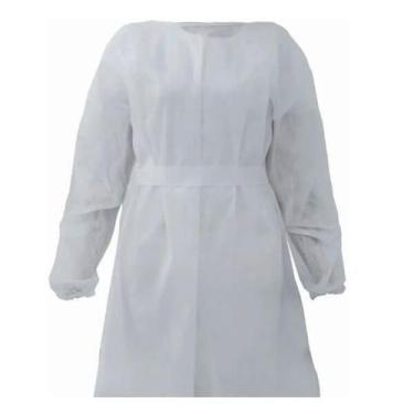Imagem de Avental Descartável Manga Longa TNT 30g Jaleco Branco 10 Unidades - De