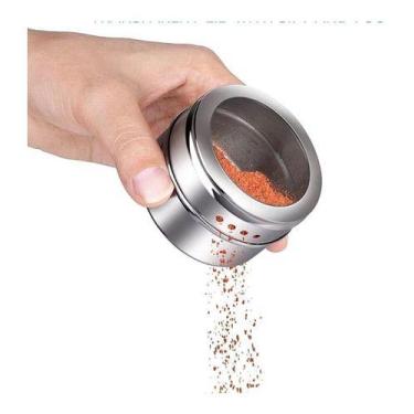 Imagem de 4 Porta Condimento Tempero Inox Magnético Imã Geladeira - oem, Branco