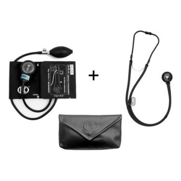 Imagem de Kit Rappaport Estetoscópio Duplo BLACK P. A. MED + Esfigmomanometro Ap