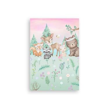 Imagem de Painel De Festa Vertical 1,50 x 2,20 - Bosque Rosa Animais Cute Aquare
