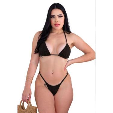 Imagem de Biquíni Fio dental Cortininha Lurex Calcinha - Missatti, Preto, M