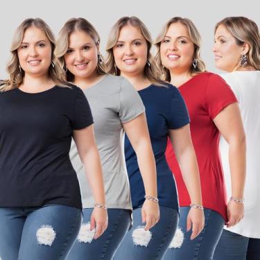 Imagem de Kit 5 Blusas Femininas Plus Size Tampa Bumbum Nina Mullet 1126 - Mulhe