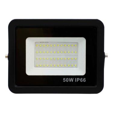 Imagem de Refletor LED Branco Holofote Bivolt 50W 6500K Alta Luminosidade 48 Led