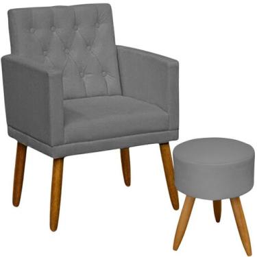 Imagem de Poltrona com Puff Decorativo Manicure Capitone Estofada Resistente Esc