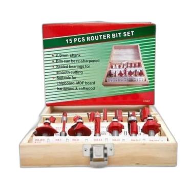 Imagem de Jogo De Fresas Tupia 15 Peças 6Mm Com Maleta