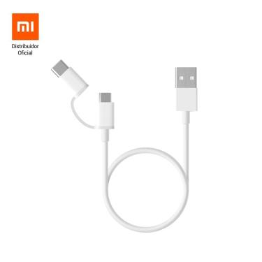 Imagem de Cabo USB com saída dupla Tipo C e micro USB 30cm Xiaomi - Branco