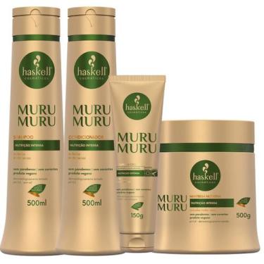Imagem de Kit Haskell Murumuru Shampoo Condicionador e Manteiga 500g/ml + Leave 