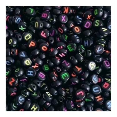 Imagem de 1000 Letras do Alfabeto Sortidas Miçanga Preta com Letra Colorida Puls
