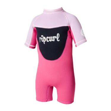 Imagem de Rip Curl Roupa de mergulho infantil para meninas Dawn Patrol manga curta primavera (rosa, 1)