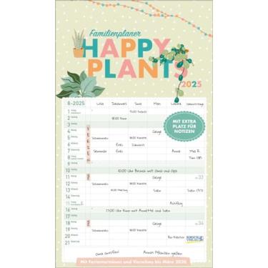 Imagem de Happy Plants Family Planner 2025: Temporizador familiar, 6 colunas grandes. Com datas de férias, coluna extra e visualização até março de 2026 e muito mais. Formato: 27 x 46 cm