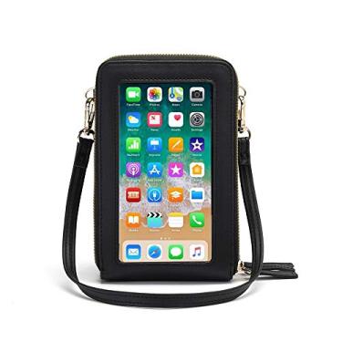Imagem de Bolsa pequena transversal para telefone feminino, bolsa de ombro para celular, porta-cartão, Touchscreen-black