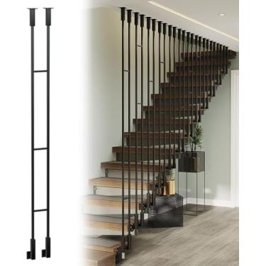 Imagem de Balaústres de ferro para escadas internas 20 35 39 44 59 90 95" de comprimento, eixos de escada de metal para lofts no porão Remodelação de escadas de escritório, coluna de corrimão moderna,