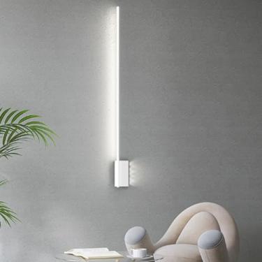 Imagem de GZZBMY Luminária de parede de leitura interna LED 2 luzes 29W arandelas de parede de alumínio moderno simples longo retangular de silicone para sala de estar quarto corredor escadas (80 cm, luz branca