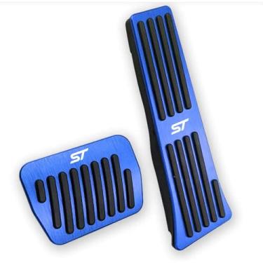 Imagem de LEXLEY 2 peças de pastilhas de freio a gás de alumínio antiderrapante, capas de pedal de acelerador sem perfuração para Ford Explorer 2020 2021-azul