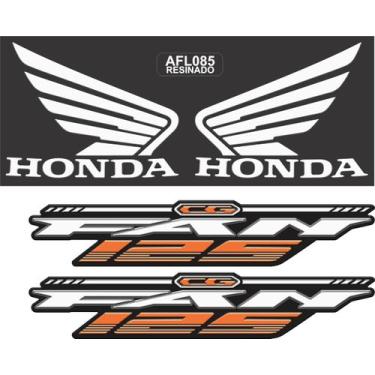 Imagem de Kit Adesivo Faixa Lateral Resinado Honda Cg Fan 125 Laranja - Resitank