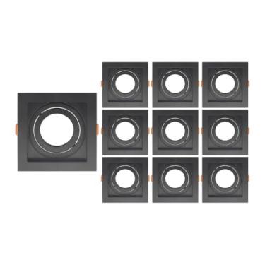 Imagem de 10 Spots de Embutir Recuado Taschibra Conecta para Lâmpada Par 20 Quadrado Preto