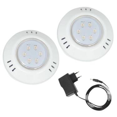 Imagem de Kit 2 Hiper Led 9W Azul Abs Piscina E Fonte 2A - Brustec