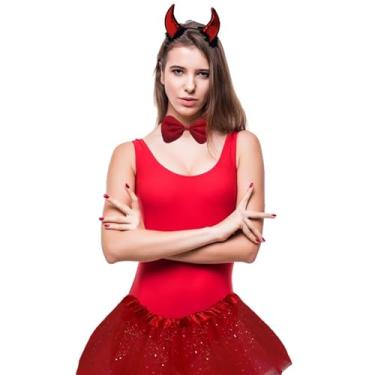 Imagem de Kit Fantasia Diabinha Carnaval Saia Chifre Gravata e Rabinho