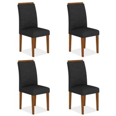 Imagem de Kit 4 Cadeiras Estofadas Everest Comfort Freijó/suede Preto - Ma - A M