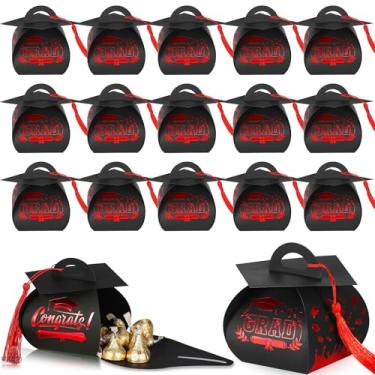 Imagem de Colarr Pacote com 100 bonés de graduação, caixa de doces, lembrancinhas de festa de formatura, caixa de presente com borla dourada, pequena lembrança para convidados, artigos de festa da classe de