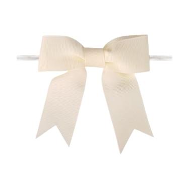 Imagem de Meseey Laços de fita de gorgorão pré-fabricados para sacos de petiscos, 7,6 cm, conjunto (marfim, 100)