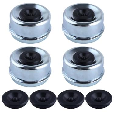 Imagem de LEONTOOL 4 peças de tampa de cubo de reboque de 6,88 cm tampa de graxa com 4 plugues de borracha extras, cubo de roda do eixo do reboque e tampa de poeira do rolamento para a maioria dos eixos de 7000