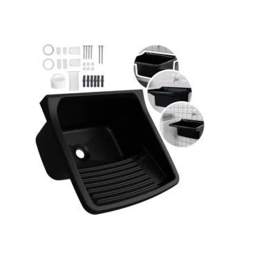 Imagem de Tanque De Plastico Para Lavar Roupa 34 Litros Preto - Astra