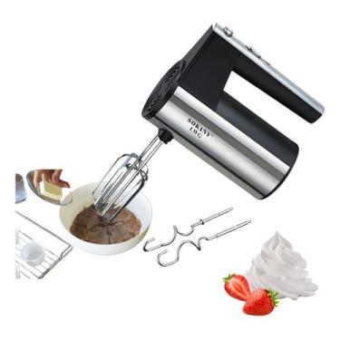 Imagem de Batedeira Mão Elétrica Misturador Bolo Multifuncional 300w Cor Preto E