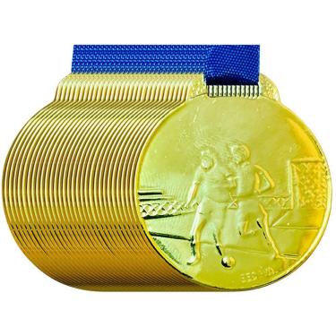Imagem de Kit 80 Medalhas De Futebol Futsol 3,5cm Ouro Prata Bronze ouro