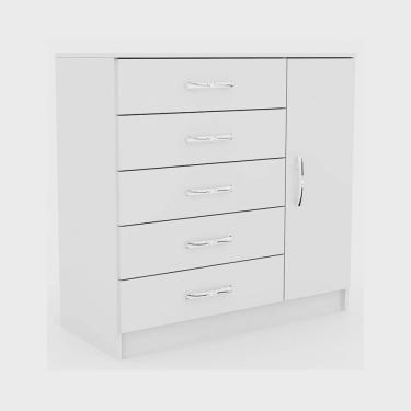 Imagem de Cômoda Evidencia com Sapateira e 5 Gavetas - Branca