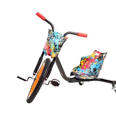 Imagem de Triciclo Drift com Giro 360 Graus, Design Colorido, Pedal e Assento Ajustável (Colorida)