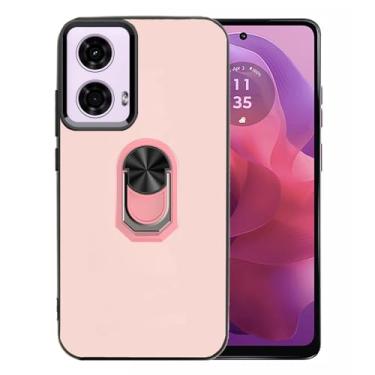 Imagem de Ranyi Capa para Motorola Moto E14 XT2421-12, capa ultrafina de TPU com suporte de anel giratório de 360 graus, capa de borracha de silicone flexível com absorção de choque para Moto G04 XT2421-2 e