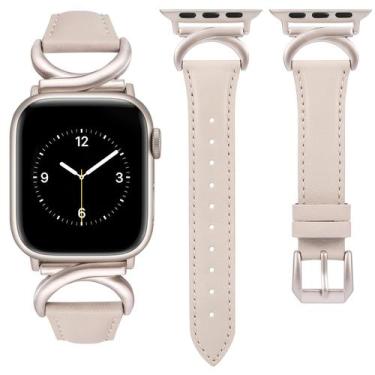 Imagem de Pulseira de relógio Minyee Leather compatível com Apple 41 mm 40 mm 38