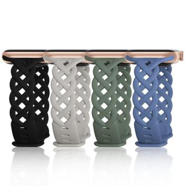 Imagem de Pulseira Apple Watch IWABCertoo Slim de silicone, pacote com 4, 38-49 