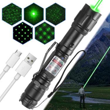 Imagem de LETEAPII Lanterna De Mão Green Light Recarregável, Foco Ajustável De Longo Alcance, Feixe Tático Para Viagens Ao Ar Livre, Acampamentos, Apresentações, Telas De Tv/Led/Lcd E Observação De Estrelas
