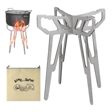 Imagem de Stave de fogão, fogão a álcool - Rack de suporte a queimador removível - Acessórios de acampamento em aço inoxidável, suporte reutilizável de chaleira para uso diário, atividades ao ar livre