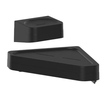 Imagem de Kit Prateleira De Canto Apoio Box Porta Produtos Banho + Saboneteira Com Gancho Inferior Prática de Parede Instalação Sem Furos Linha Eleve (Preto)