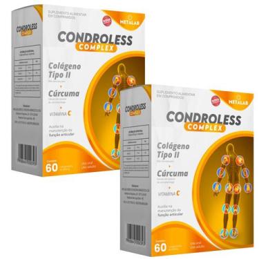 Imagem de Condroless Complex Colágeno tipo 2 Curcuma 60 comprimidos kit 2 caixas