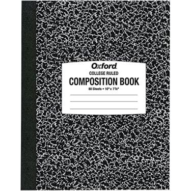Imagem de Oxford caderno de composição, tamanho 10 x 7-7/8 pautado pela faculdade, 80 folhas, preto