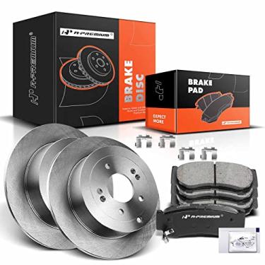 Imagem de A-Premium Rotores de freio a disco sólido traseiro de 302 mm + kit de pastilhas de cerâmica compatível com modelos selecionados da Hyundai - Santa Fe 2007 2008 2009, conjunto de 6 peças