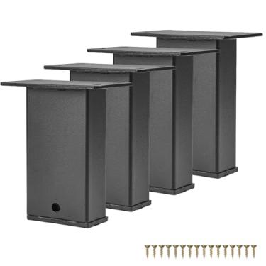 Imagem de Btowin VCF Pés de metal de 9,5 cm para móveis, 4 peças, suporte de chave de piano quadrado moderno, faça você mesmo, pés de substituição para sofá, armário, cômoda, TV, sofá, armário de cozinha