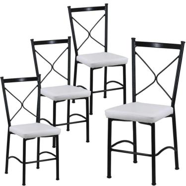 Imagem de 4 Cadeira Buffet Em Alumínio Para Cozinha, Restaurante, Preto Com Branco