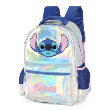 Imagem de Mochila De Costas Stitch Holográfica Escolar Infantil Menina, Prata
