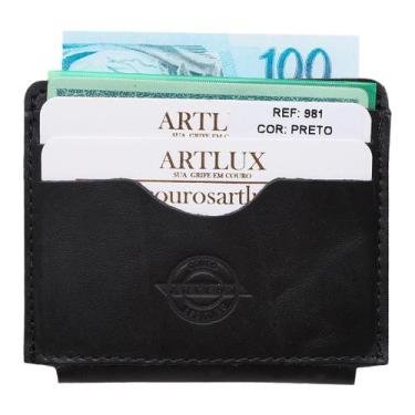 Imagem de Carteira Slim Porta Cartões e CNH Artlux em Couro 981, Preto
